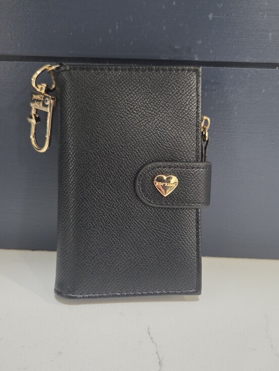 Betsey Johnson Handbags - Betsey Johnson Card Holder Wallet Wristlet Keychain Faux Leather Black